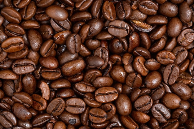 Roasted dark coffee beans background