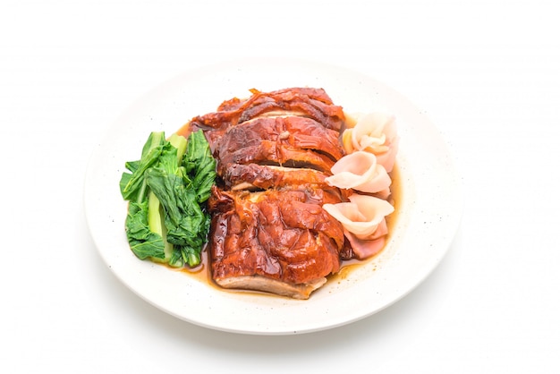 roasted duck on white background