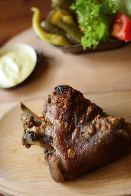 Roasted pork knee in a czech restaurant