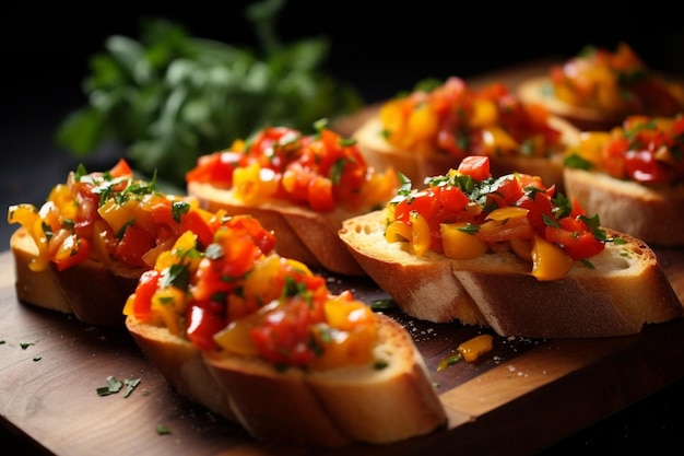 Roasted Red Pepper Hummus Bruschetta delicious Bruschetta food image photography