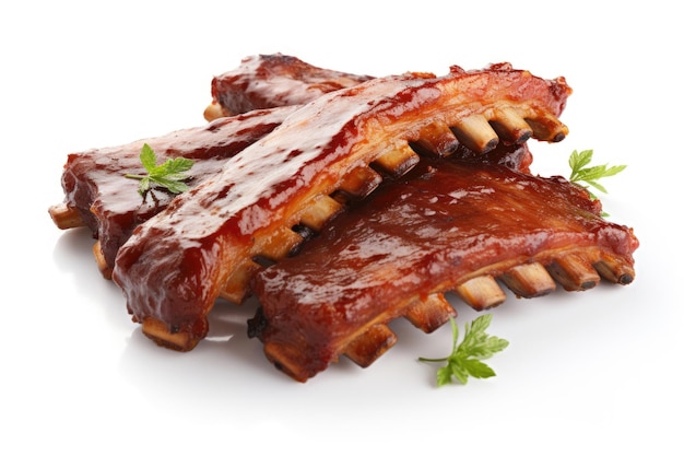 Roasted ribs on a white background