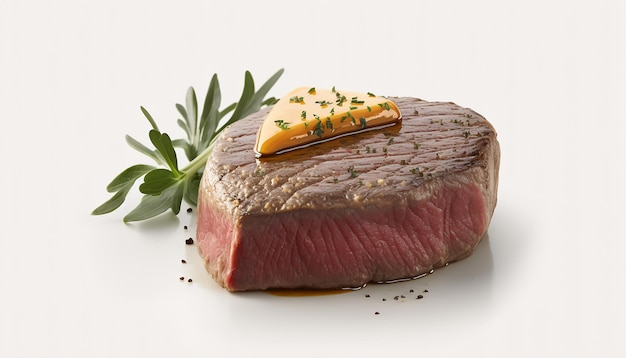 Roasted steak on a white background Generative AI