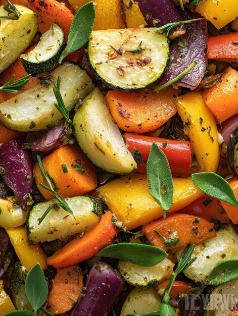 Roasted vegetable medley with herbs and olive oil