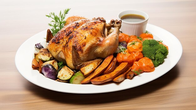 Roasted Vegetables with Quinoa and Tofu on a Plate