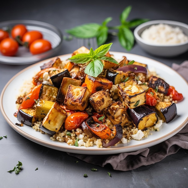 Roasted Vegetables with Quinoa and Tofu