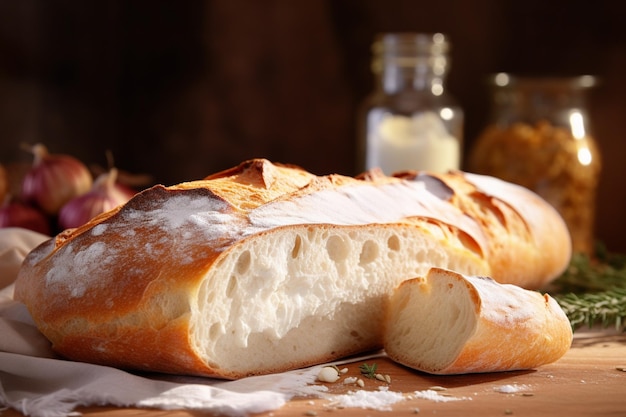 Roasted white bread sliced home cooking or bakery