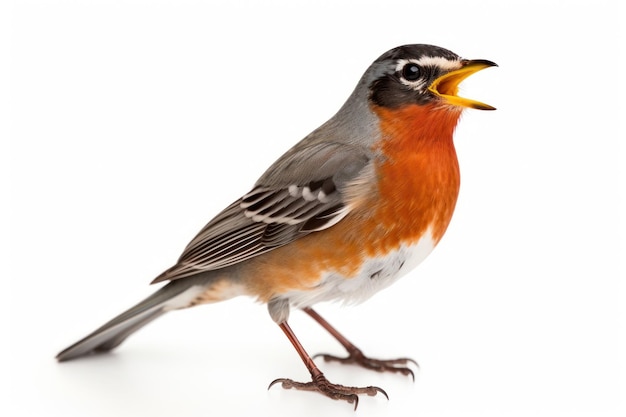 Robin bird animal beak white background