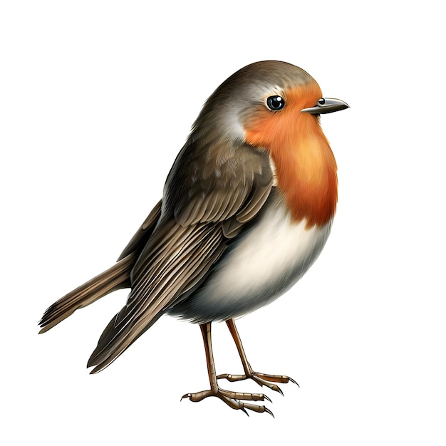 Robin drawing isolated on a white background