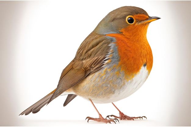 Robin Erithacus rubecula isolated on white background