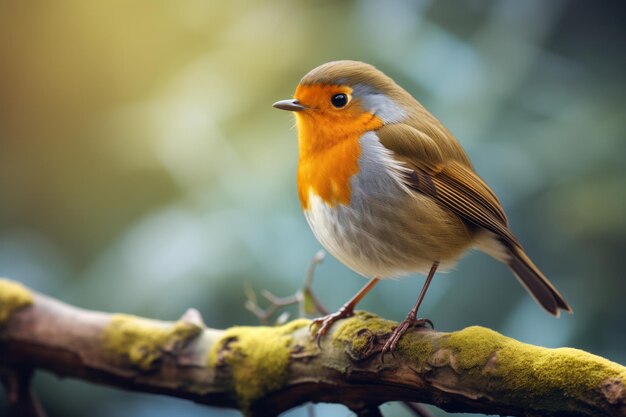 Robin Perched atop Branch a Small Bird Enjoying a Restful Moment in the Natural Surroundings