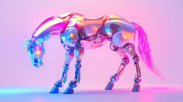 Photo robohorse in a futuristic playground with minimalistic abstract background