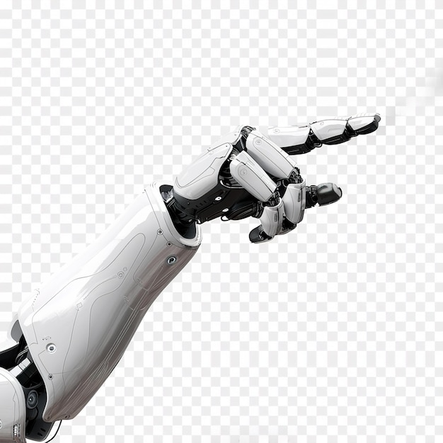 Robot arm and hand png cyborg pointing finger isolated on transparent