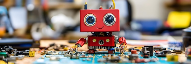 Photo robot assembling components in a workshop