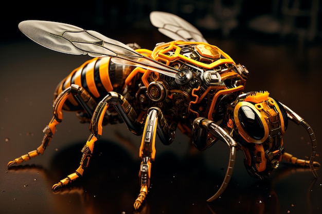 Robot bee on an isolated background