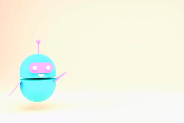 Robot chatbot with copy space 3d Cute AI bot helper mascot character cartoon symbol business assistant 3d render