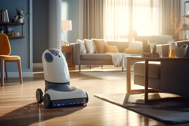 robot cleaning the floor and performing housework