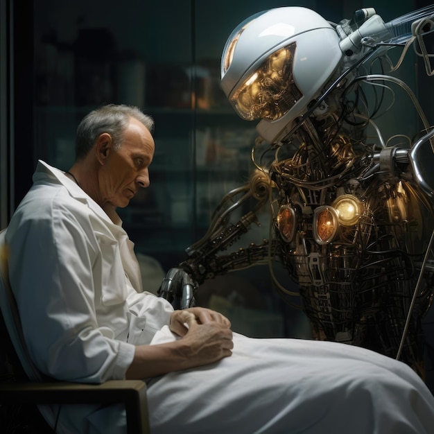 Robot doctor examines the patient