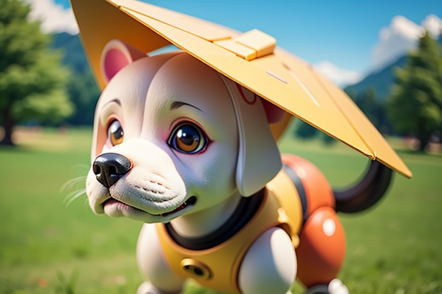 Robot dog AI intelligent robot wallpaper background illustration electronic pet new technology