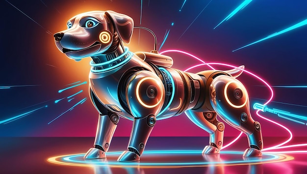 Photo robot dog ai intelligent robot wallpaper background illustration electronic pet new technology