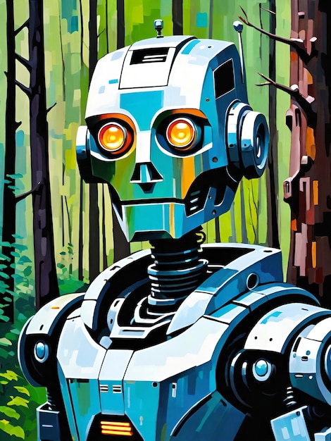 robot in the forest