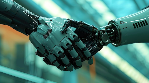 A robot hand shaking UHD wallpaper