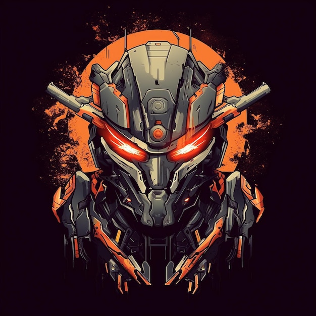 Robot head vector tshirt design