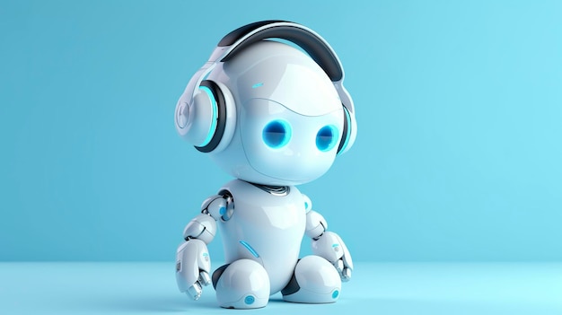 Robot in headphones Generative AIx9