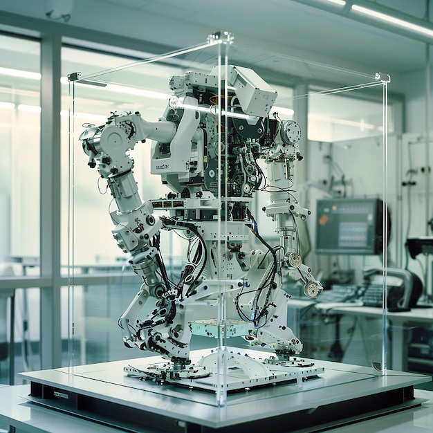 a robot made by the company that is in a glass case