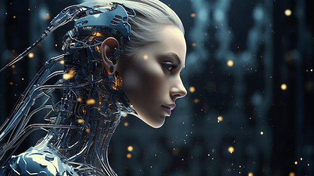 robot man scifi woman digital world of the future of neural networks and the artificial