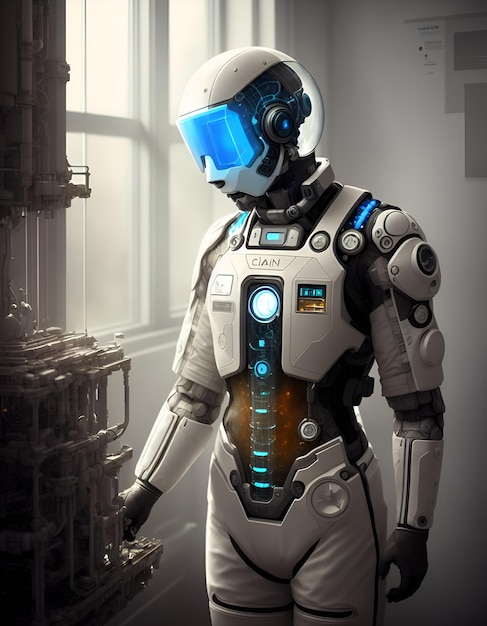 A robot in a scientist suit Generative AI