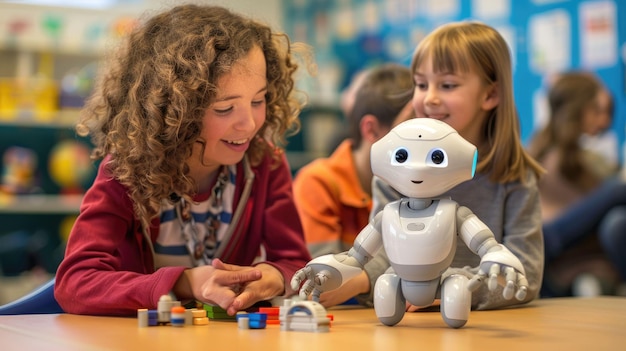 The robot staying inside classroom to give advice and assistant for kids aig