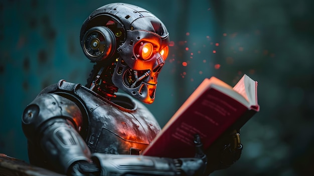 Robot Studying an Open Book in a Dark Environment