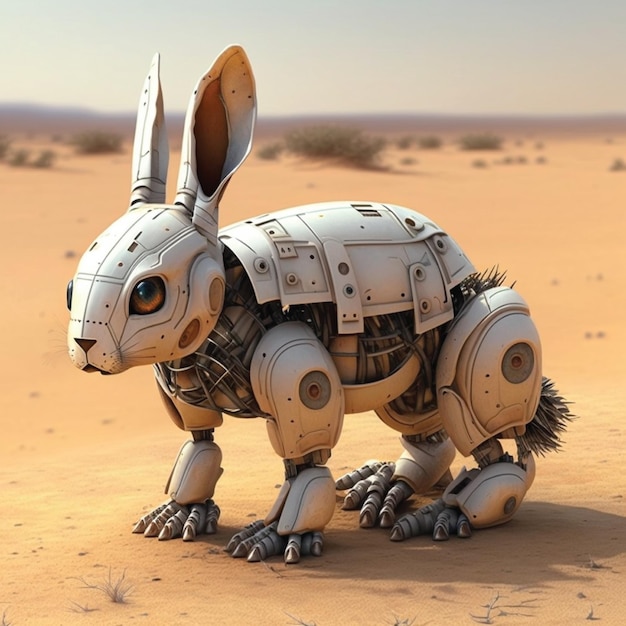 A robot that has a rabbit on it