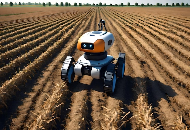 a robot that is sitting in a field