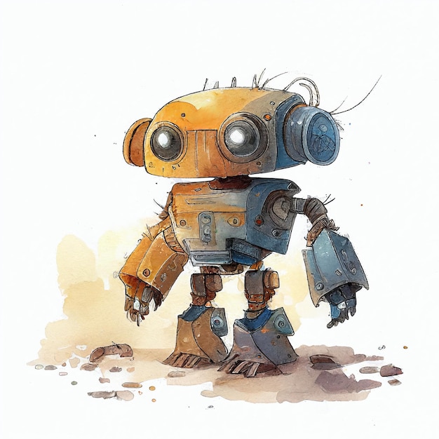 Robot watercolor style Generative AI