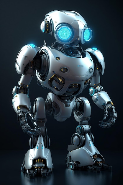 A robot with a blue light on it