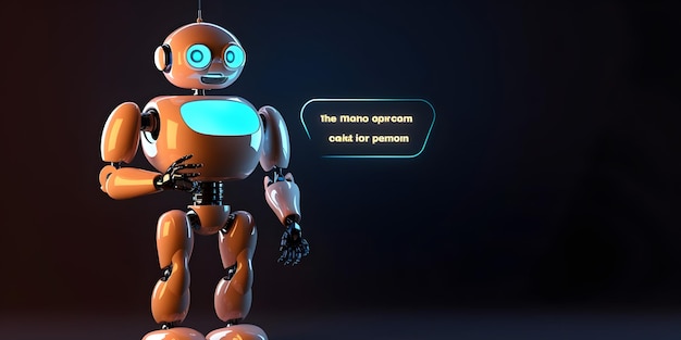 Robot with chat box Concept of chatbot or ai assistant AI generated