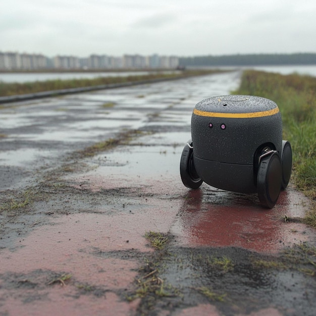 Photo a robot with delivery boxes delivery robot