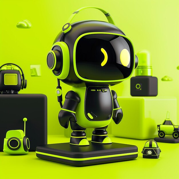 a robot with a green background with a green background