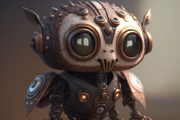 A robot with a head and wings that says'the owl '