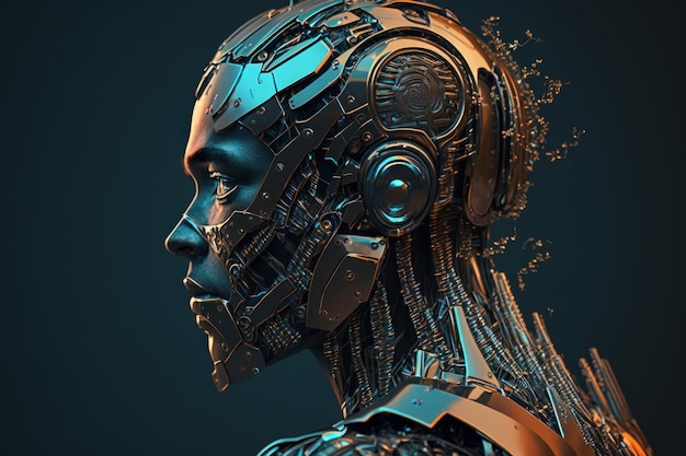 Robot with headphones is shown in this image Generative AI