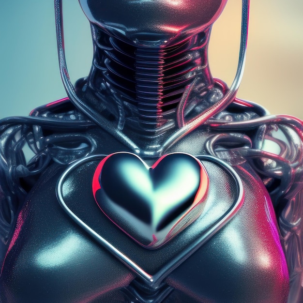 a robot with a heart on his chest