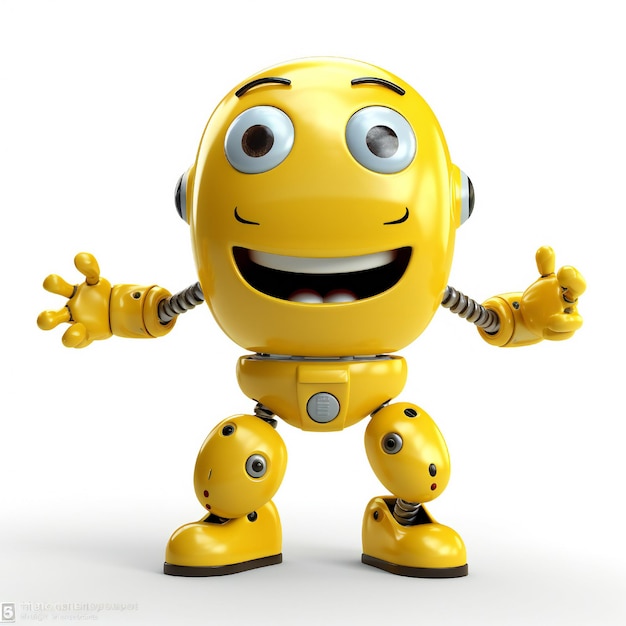 A robot with a smile on his face is smiling.