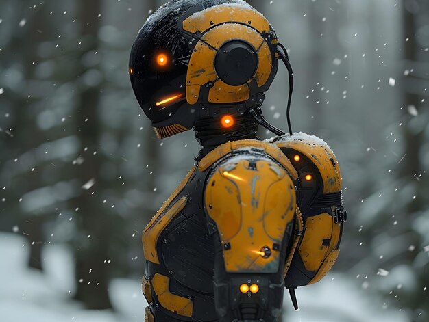 A robot with yellow and black armor