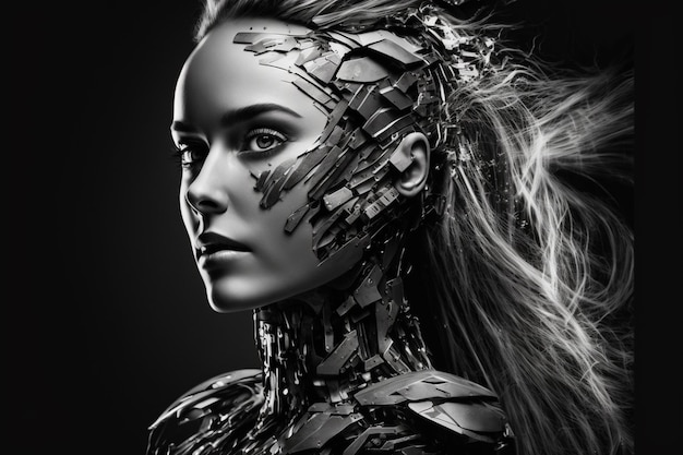 Robot woman background created with generative ai technology high quality illustration