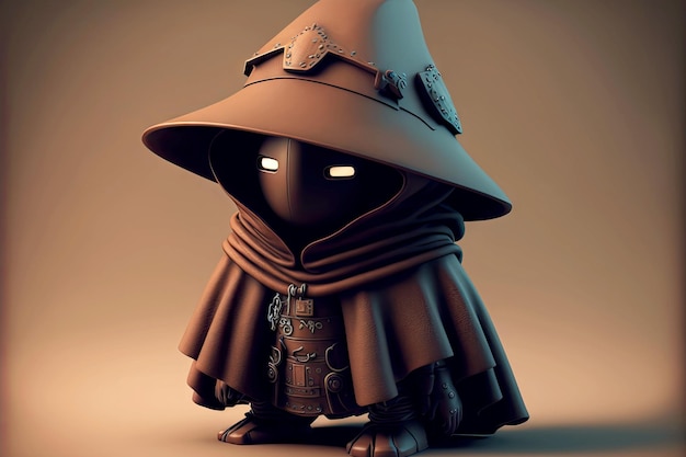 Robotic android robot thief in form of thief in cloak with hat generative ai