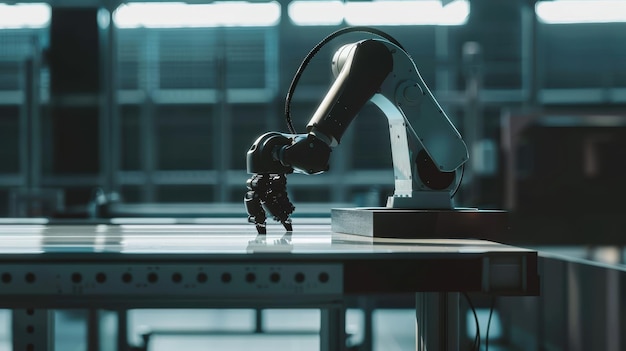 Photo robotic arm in factory setting