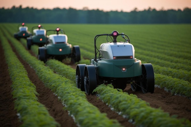 A robotic arm gathers lettuce in a hydroponic greenhouse using smart farming technology