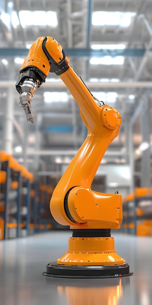 Photo robotic arm operating in industrial environment