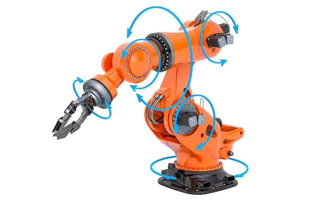 Robotic Arm with 6 axis industrial robot 3D rendering